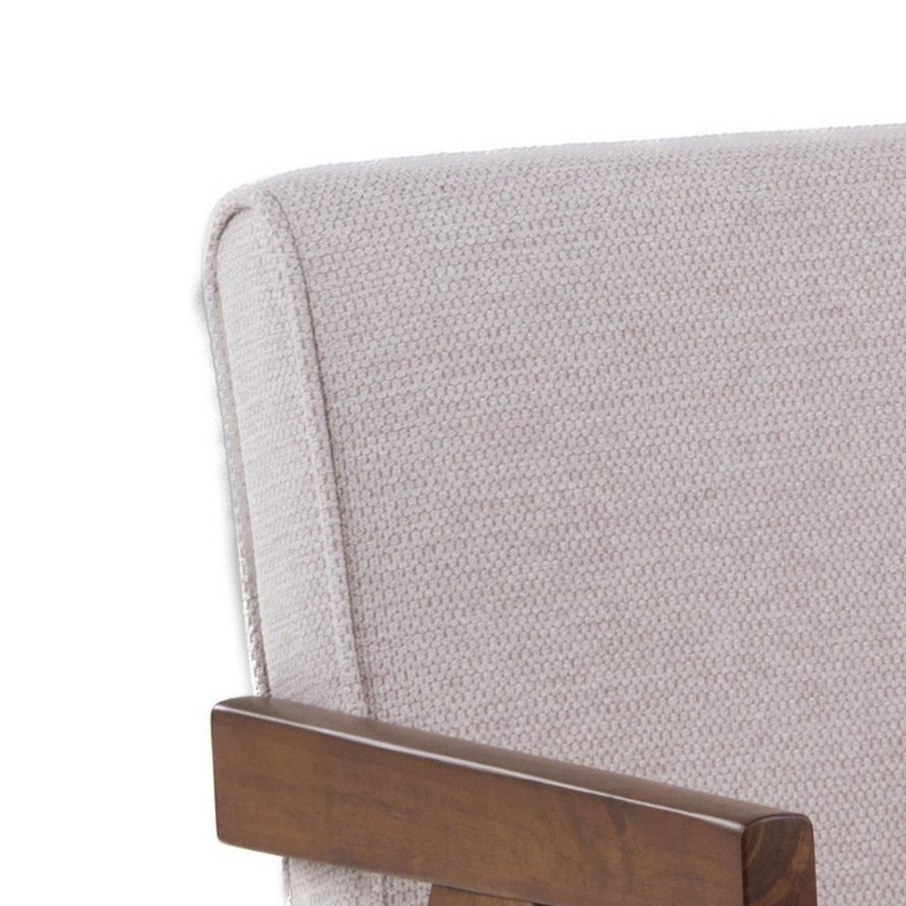 Benjara Cid Jose Dining Chair Set of 2, Beige Polyester, Walnut Brown Wood