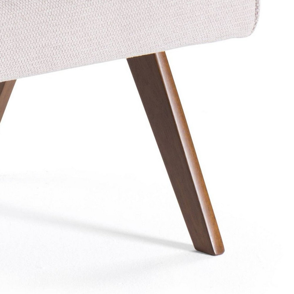 Benjara Cid Jose Accent Chair Set of 2, Beige Polyester, Walnut Brown Wood