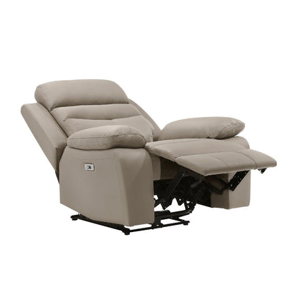 Benjara Hanna Power Reclining Chair, Latte Brown Top Grain Leather, USB