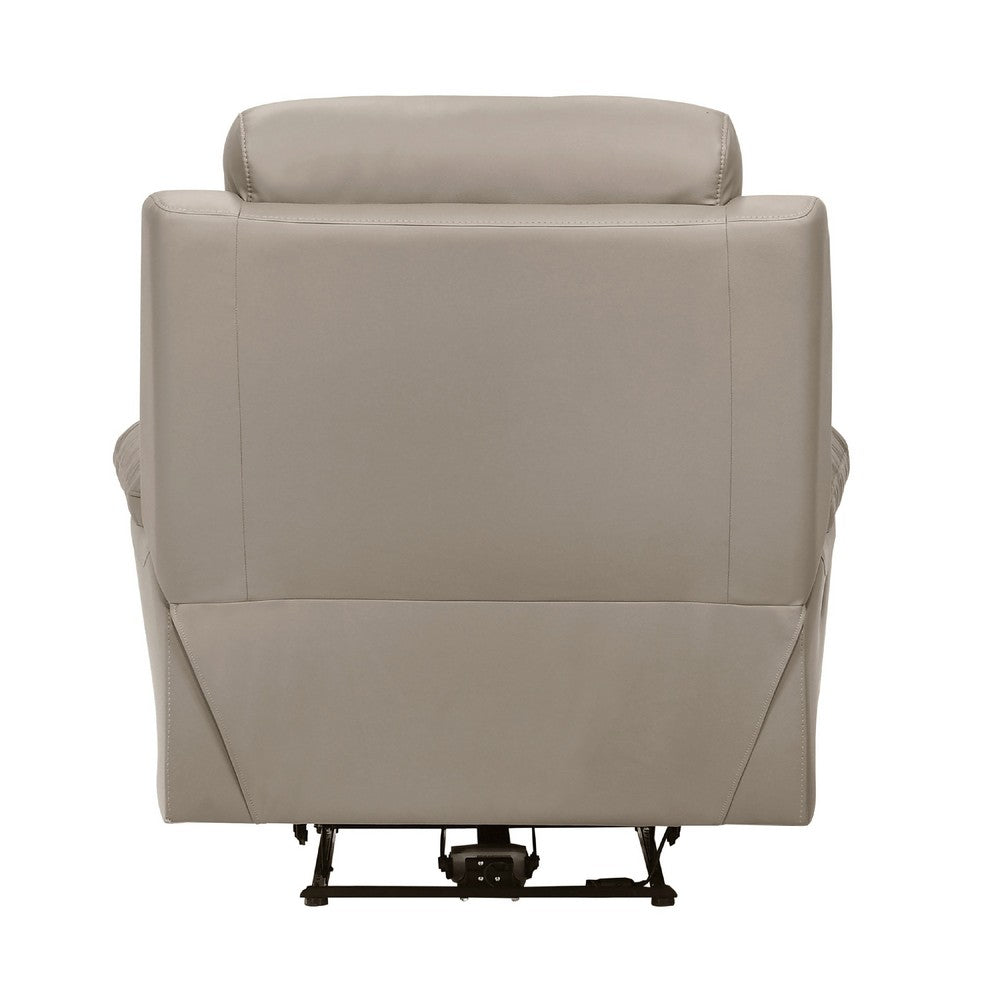 Benjara Hanna Power Reclining Chair, Latte Brown Top Grain Leather, USB