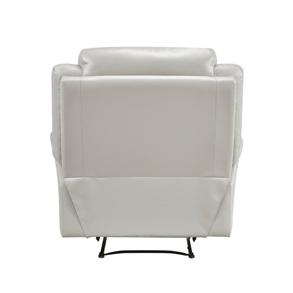 Benjara Conia Manual Reclining Chair, Light Gray Silver Leather