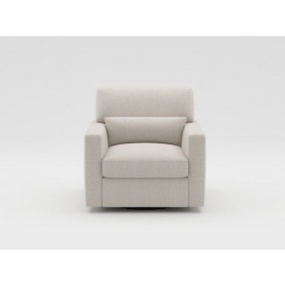 Benjara Ompa Swivel Armchair with Lumbar Pillow, Cream Beige Boucle