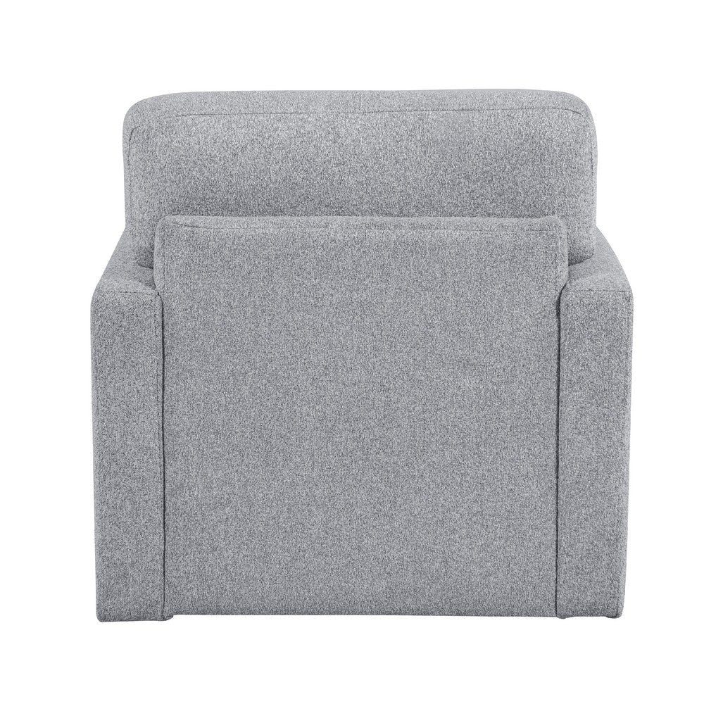 Benjara Ompa Swivel Armchair with Lumbar Pillow, Cloud Gray Boucle