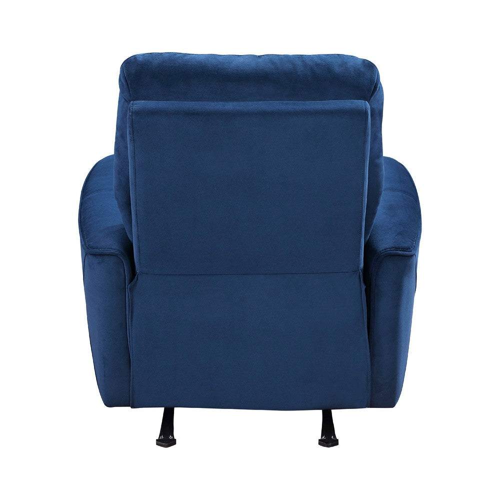 Benjara Erten Power Rocker Reclining Chair, Navy Blue Velvet, Solid Wood