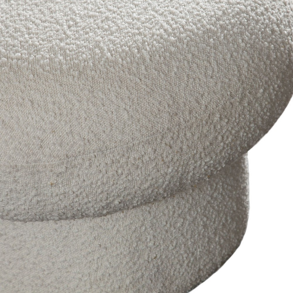 Benjara Curved Accent Bench, Solid Wood Frame, Soft Ivory Boucle Upholstery, 59 Inch