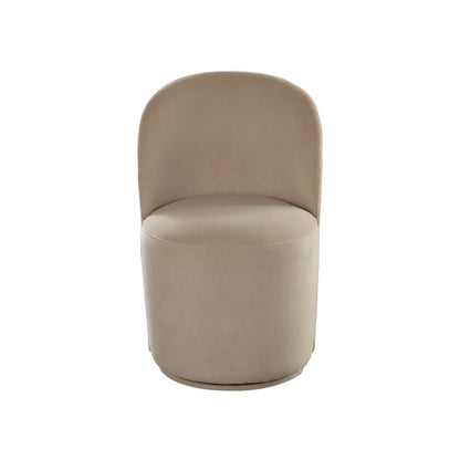 Benjara Accent Swivel Dining Chairs, Set of 2, Camel Brown Velvet, Contoured Back