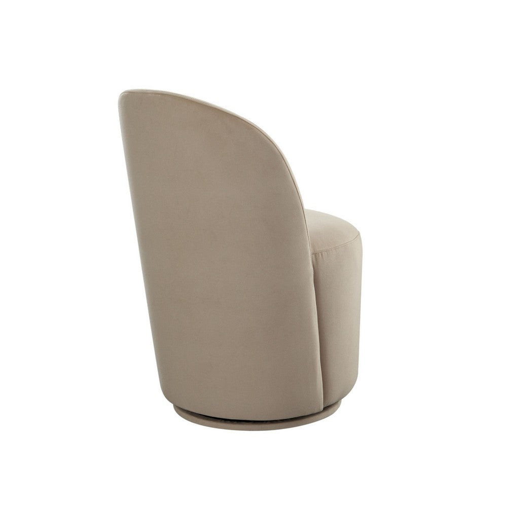 Benjara Accent Swivel Dining Chairs, Set of 2, Camel Brown Velvet, Contoured Back