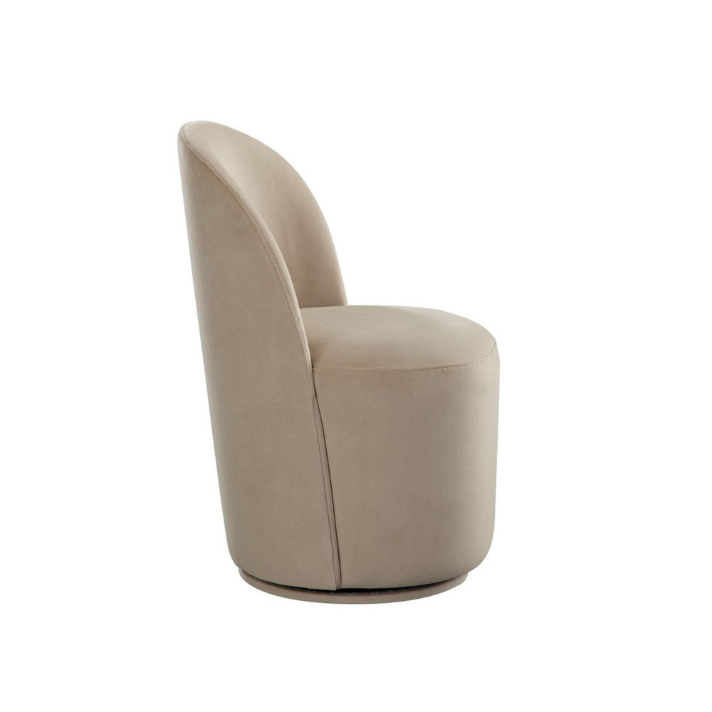 Benjara Accent Swivel Dining Chairs, Set of 2, Camel Brown Velvet, Contoured Back