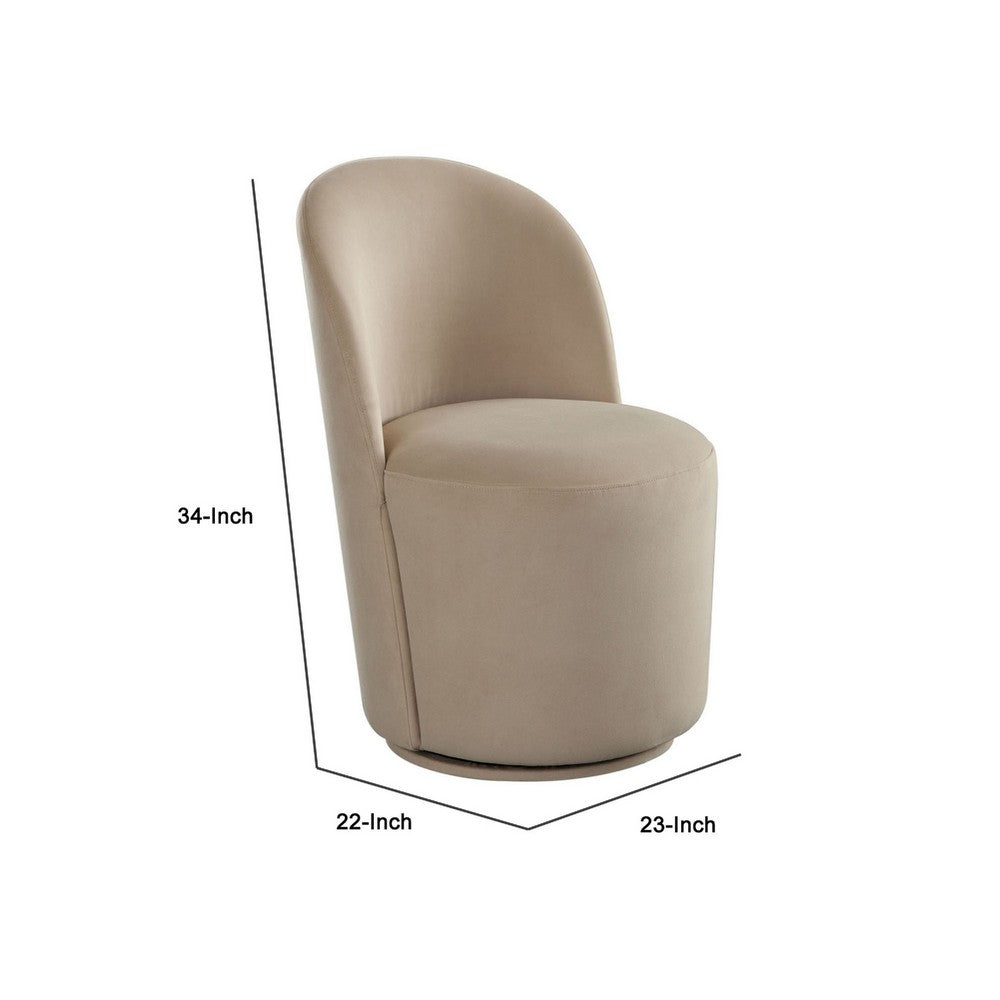 Benjara Accent Swivel Dining Chairs, Set of 2, Camel Brown Velvet, Contoured Back