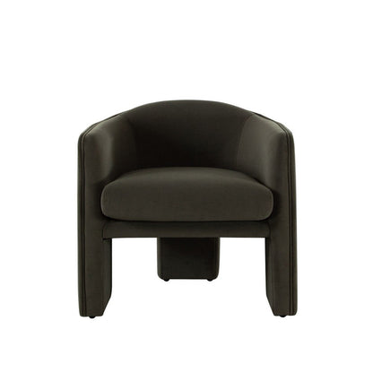 Benjara Lery Accent Chair, Green Winter Moss Performance Velvet, Curved Design