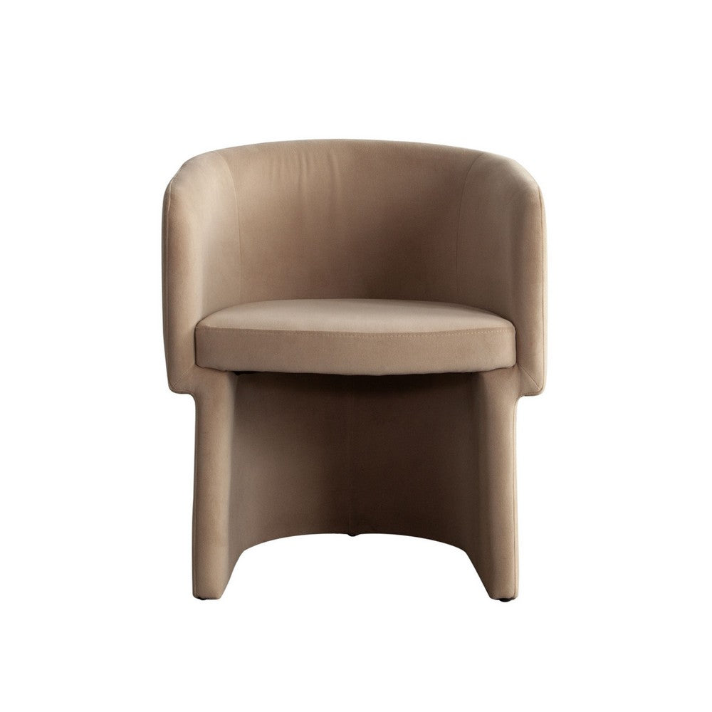 Benjara Tesy Dining Side Chair, Camel Brown Performance Velvet, Sloping Arms