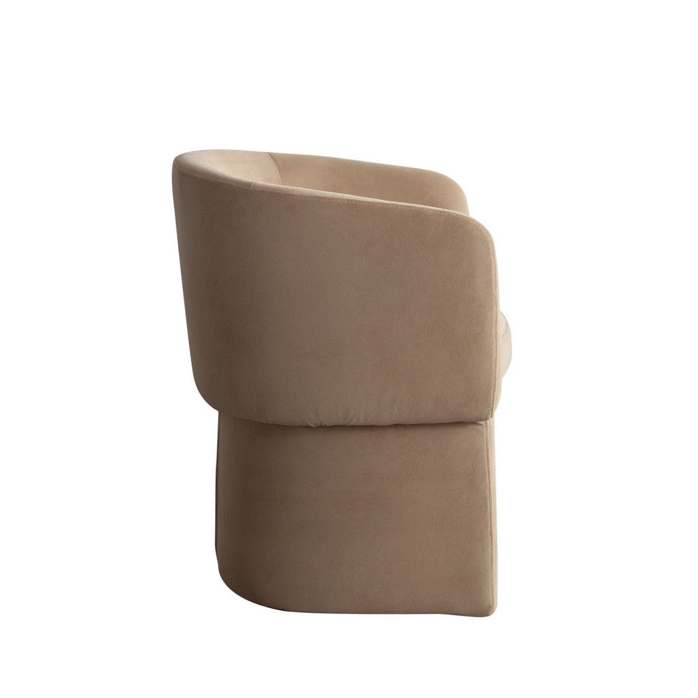 Benjara Tesy Dining Side Chair, Camel Brown Performance Velvet, Sloping Arms