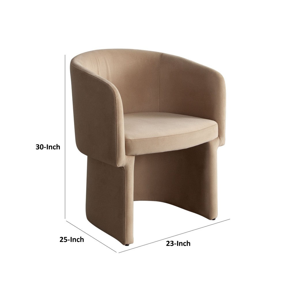 Benjara Tesy Dining Side Chair, Camel Brown Performance Velvet, Sloping Arms