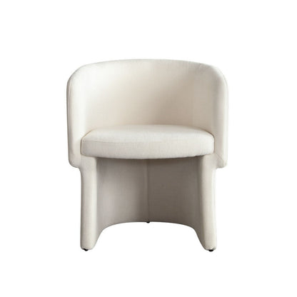 Benjara Tesy Dining Side Chair, Elite Ivory Textured Polyester, Sloping Arms