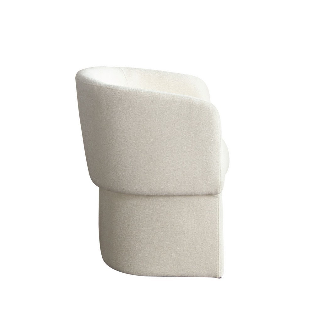 Benjara Tesy Dining Side Chair, Elite Ivory Textured Polyester, Sloping Arms