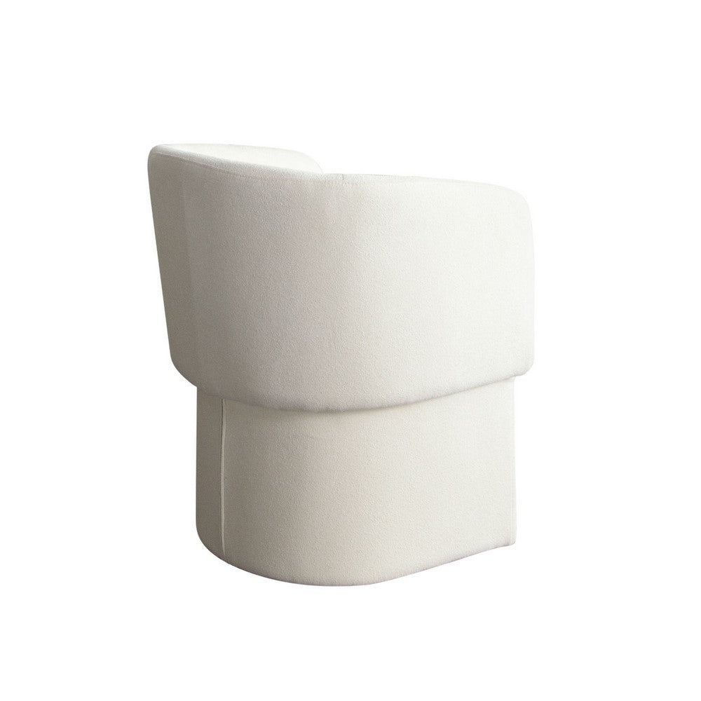Benjara Tesy Dining Side Chair, Elite Ivory Textured Polyester, Sloping Arms