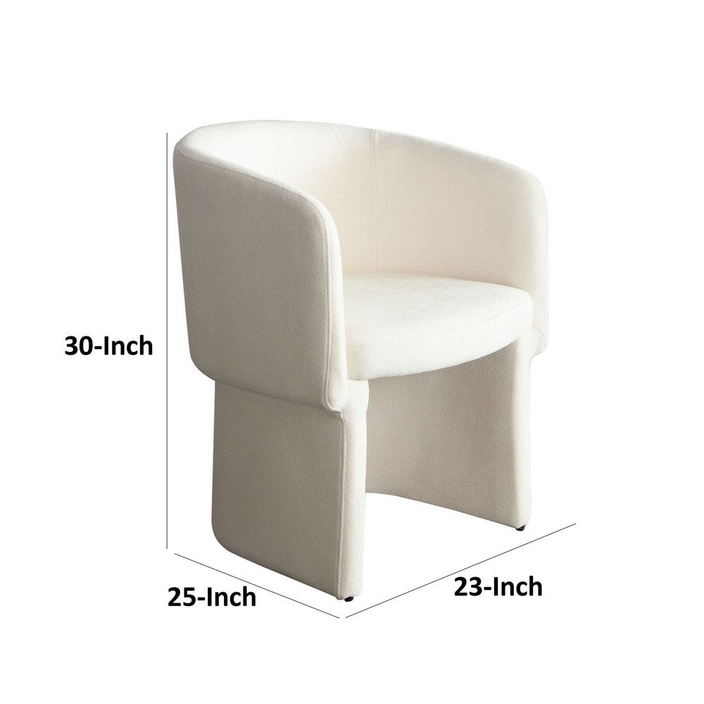 Benjara Tesy Dining Side Chair, Elite Ivory Textured Polyester, Sloping Arms