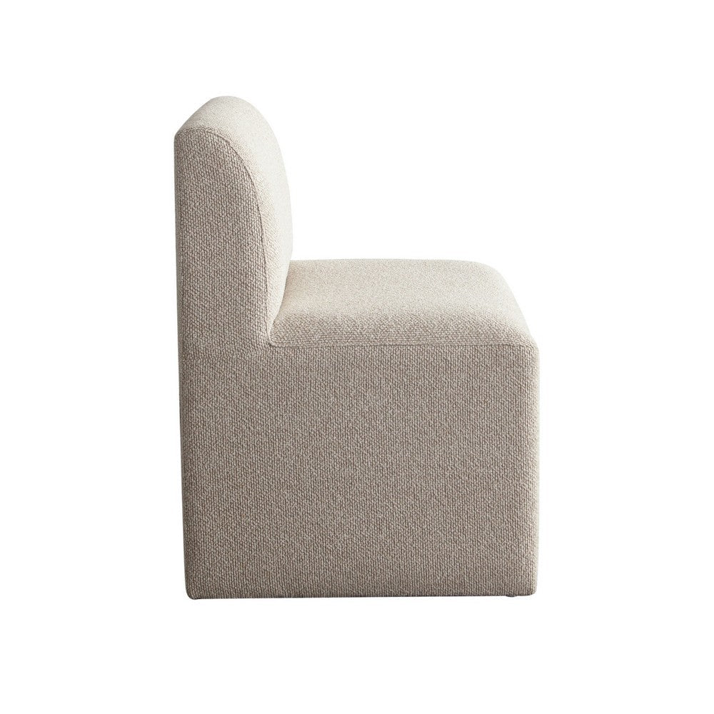 Benjara Zena Dining Side Chair, Armless Textured Wheat Brown Polyester Seat