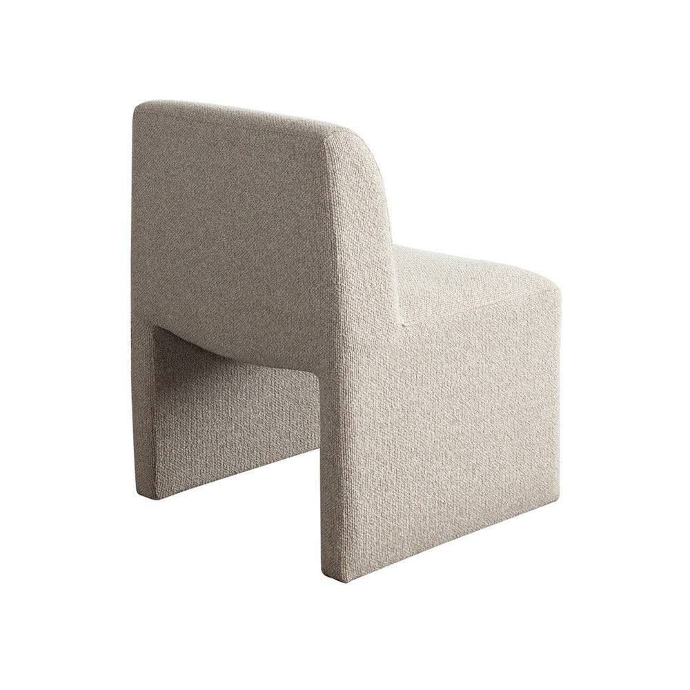 Benjara Zena Dining Side Chair, Armless Textured Wheat Brown Polyester Seat