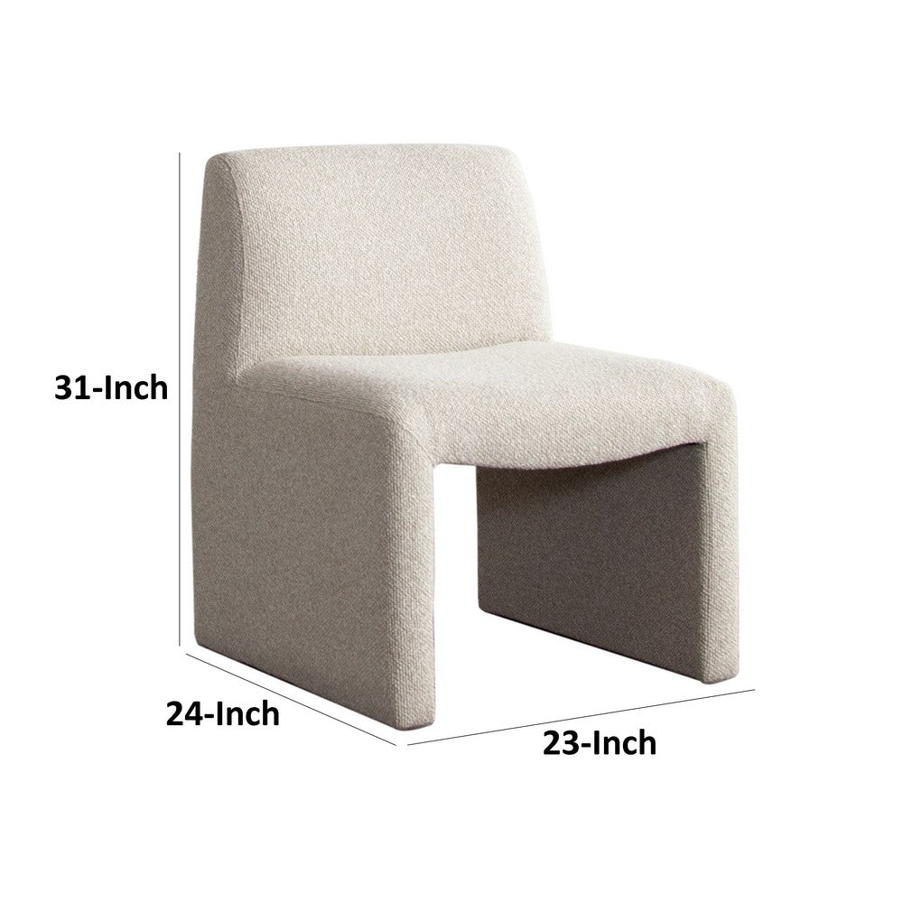 Benjara Zena Dining Side Chair, Armless Textured Wheat Brown Polyester Seat