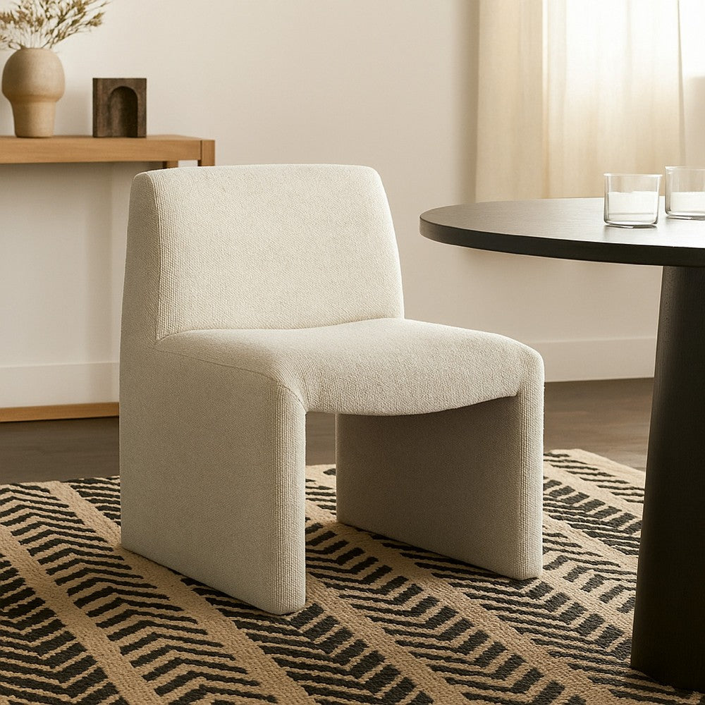 Benjara Zena Dining Side Chair, Armless Textured Wheat Brown Polyester Seat