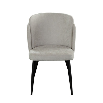 Benjara Griz Dining Side Chair Set of 2, Curved Back, Cream White Polyester, Black