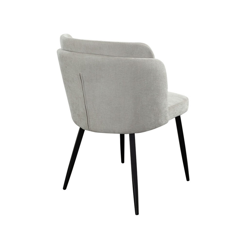 Benjara Griz Dining Side Chair Set of 2, Curved Back, Cream White Polyester, Black