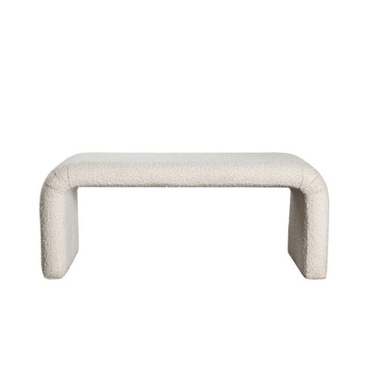 Benjara Accent Bench, C Shaped Design Ivory Boucle Upholstery, 44 Inch