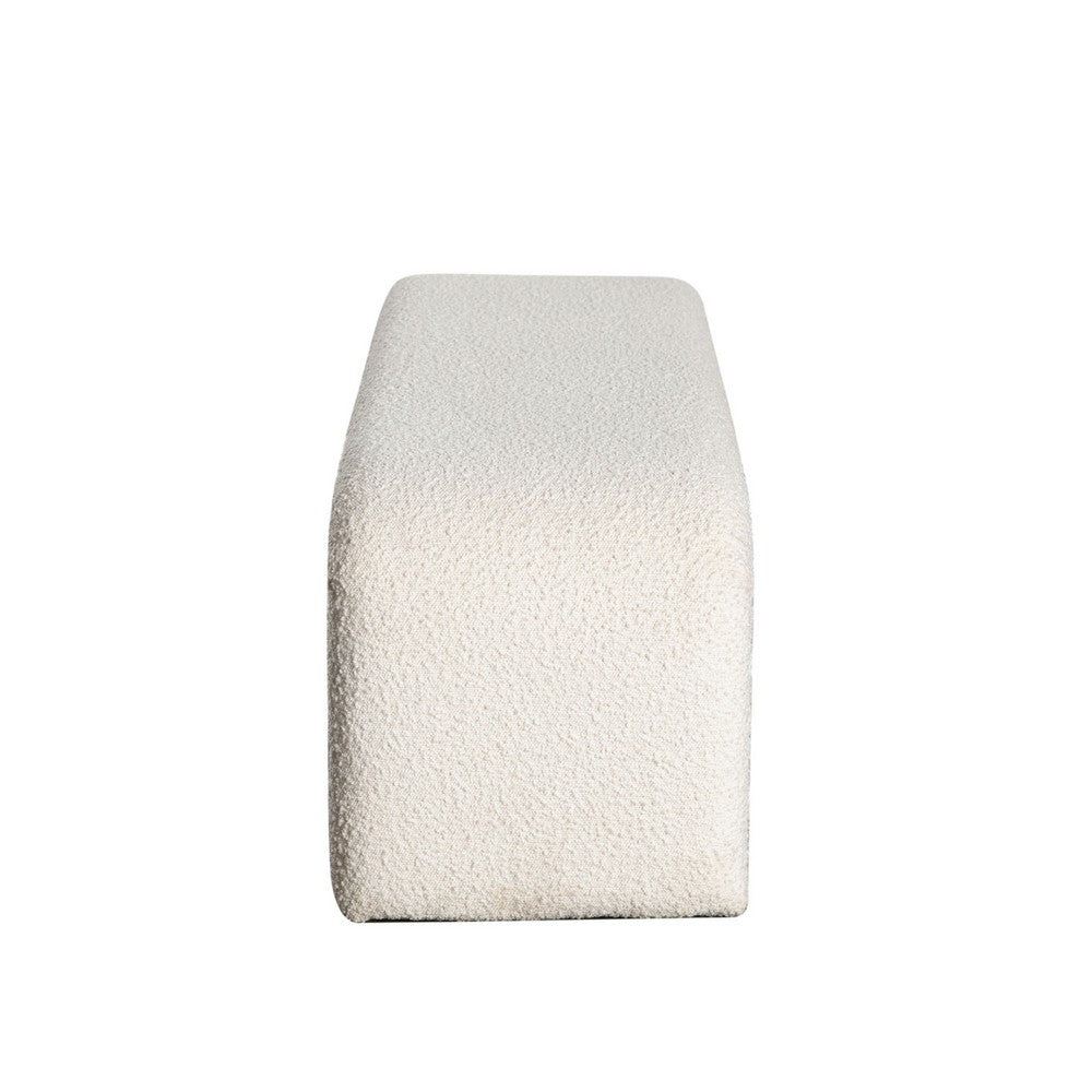 Benjara Accent Bench, C Shaped Design Ivory Boucle Upholstery, 44 Inch