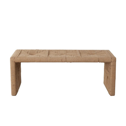 Benjara Koe Accent Bench, 49 Inch Wide Handwoven Natural Jute Woven Frame