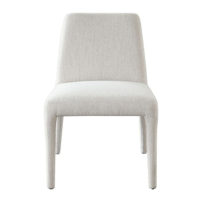 Benjara Hena Dining Side Chair Set of 2, Light Oat Polyester Upholstered Frame