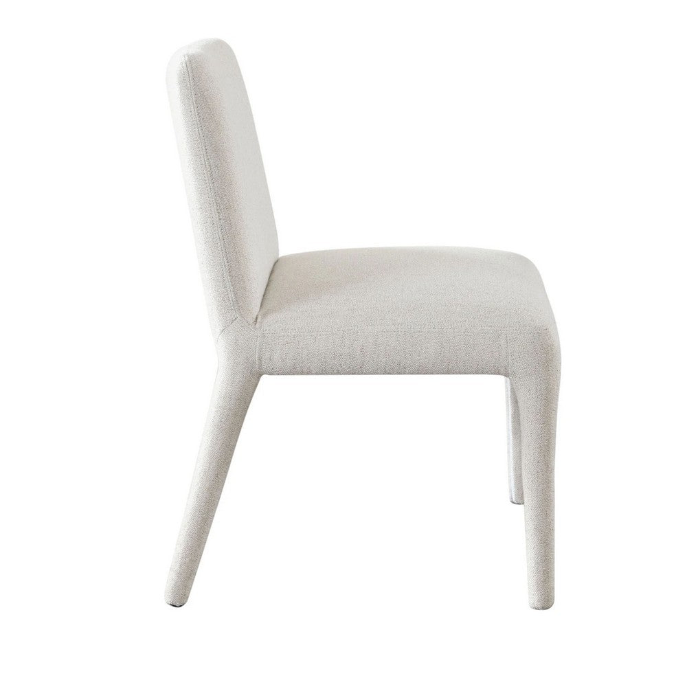 Benjara Hena Dining Side Chair Set of 2, Light Oat Polyester Upholstered Frame