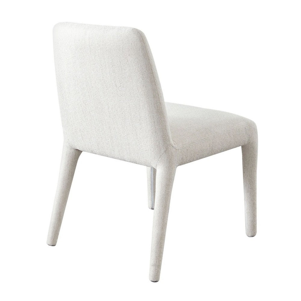 Benjara Hena Dining Side Chair Set of 2, Light Oat Polyester Upholstered Frame