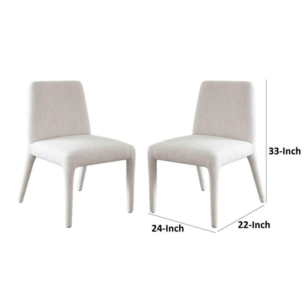 Benjara Hena Dining Side Chair Set of 2, Light Oat Polyester Upholstered Frame