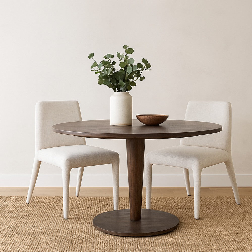 Benjara Hena Dining Side Chair Set of 2, Light Oat Polyester Upholstered Frame