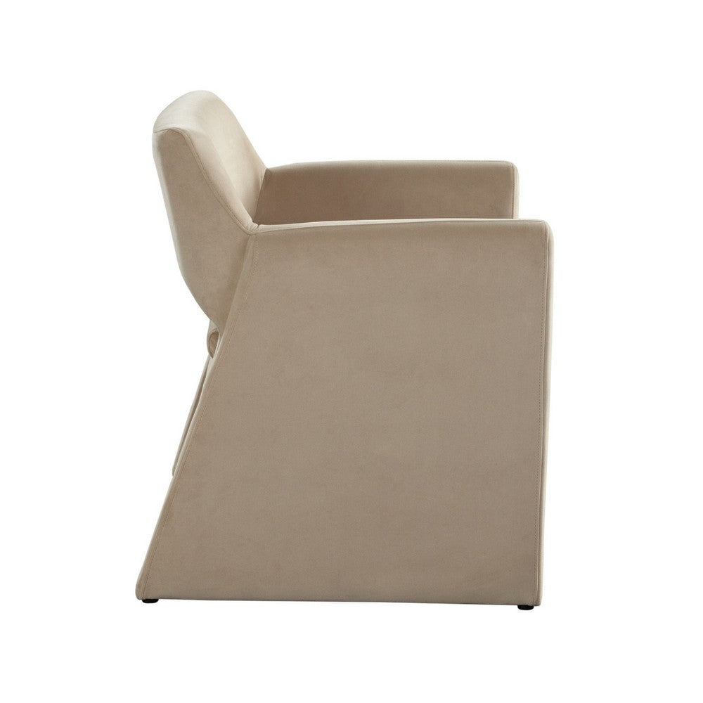 Benjara Fena Accent Dining Chair, Light Camel Brown Velvet, Low Back