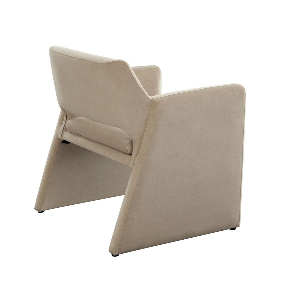 Benjara Fena Accent Dining Chair, Light Camel Brown Velvet, Low Back