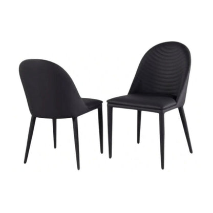Benjara Envik Side Dining Chair Set of 2, Black Metal, Faux Leather, Foam Cushions