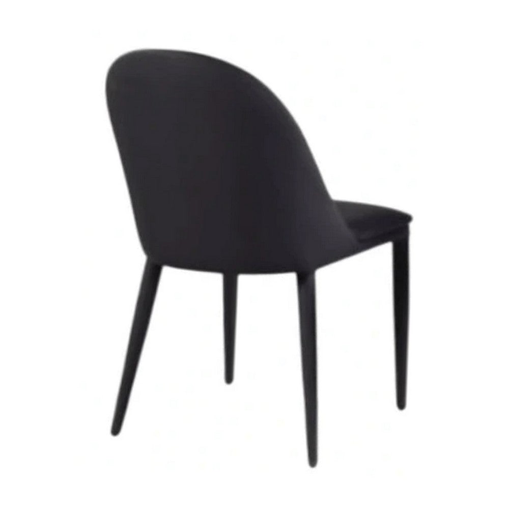 Benjara Envik Side Dining Chair Set of 2, Black Metal, Faux Leather, Foam Cushions