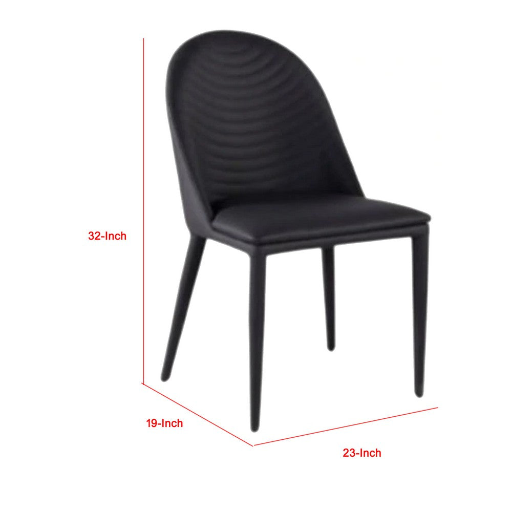 Benjara Envik Side Dining Chair Set of 2, Black Metal, Faux Leather, Foam Cushions