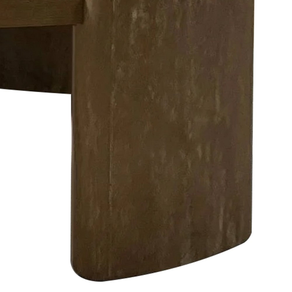 Benjara Timore Cocktail Coffee Table, Round 42 Inch Oak Brown Wood Top, Plinth Base