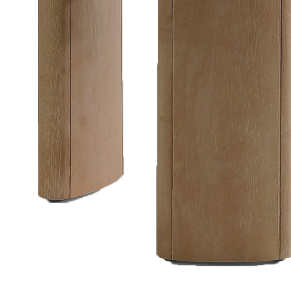Benjara Timore End Table, Round 20 Inch Oak Brown Wood Top, Plinth Base