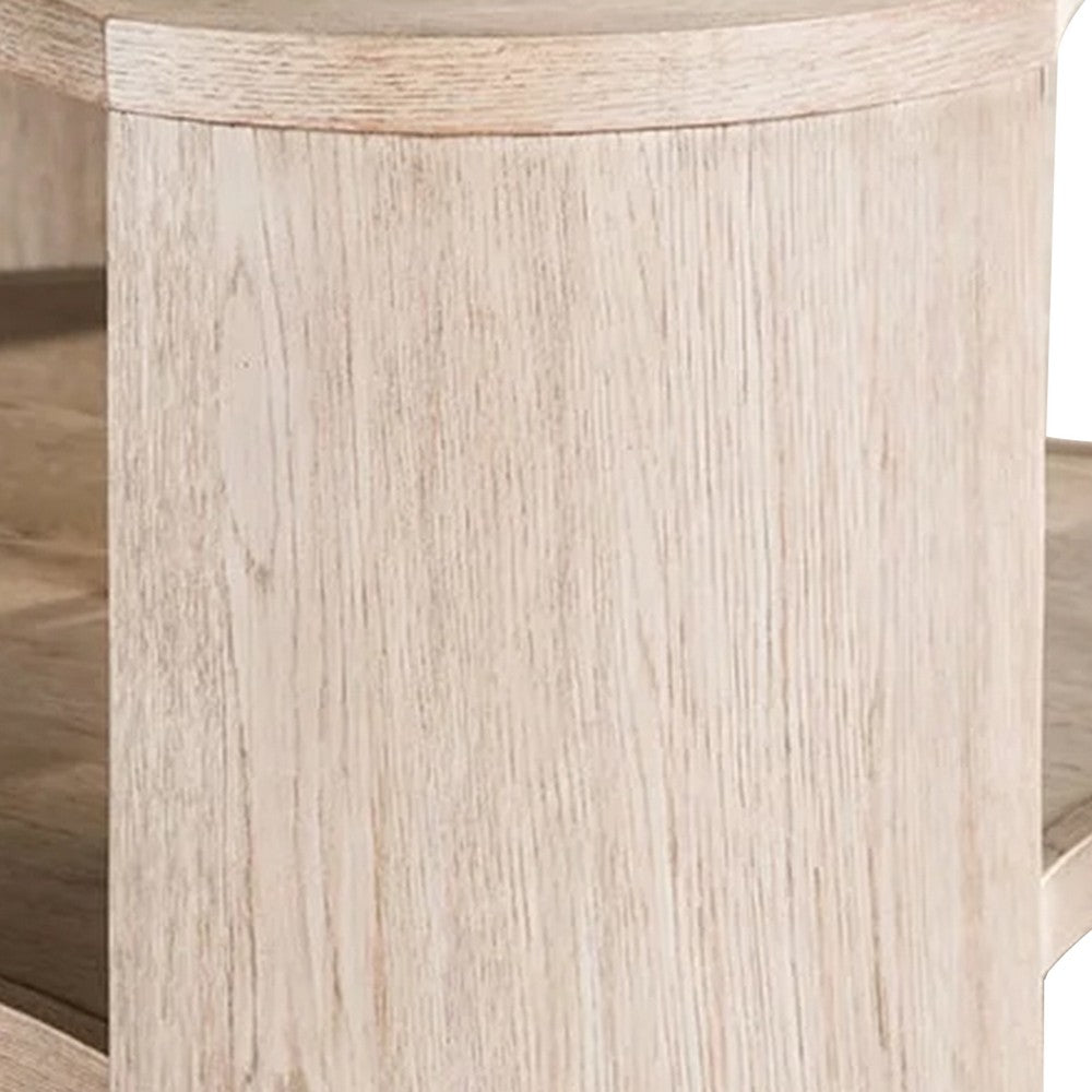 Benjara Cony Cocktail Coffee Table, Natural Oak Brown Wood, Caster Wheels, 42 Inch