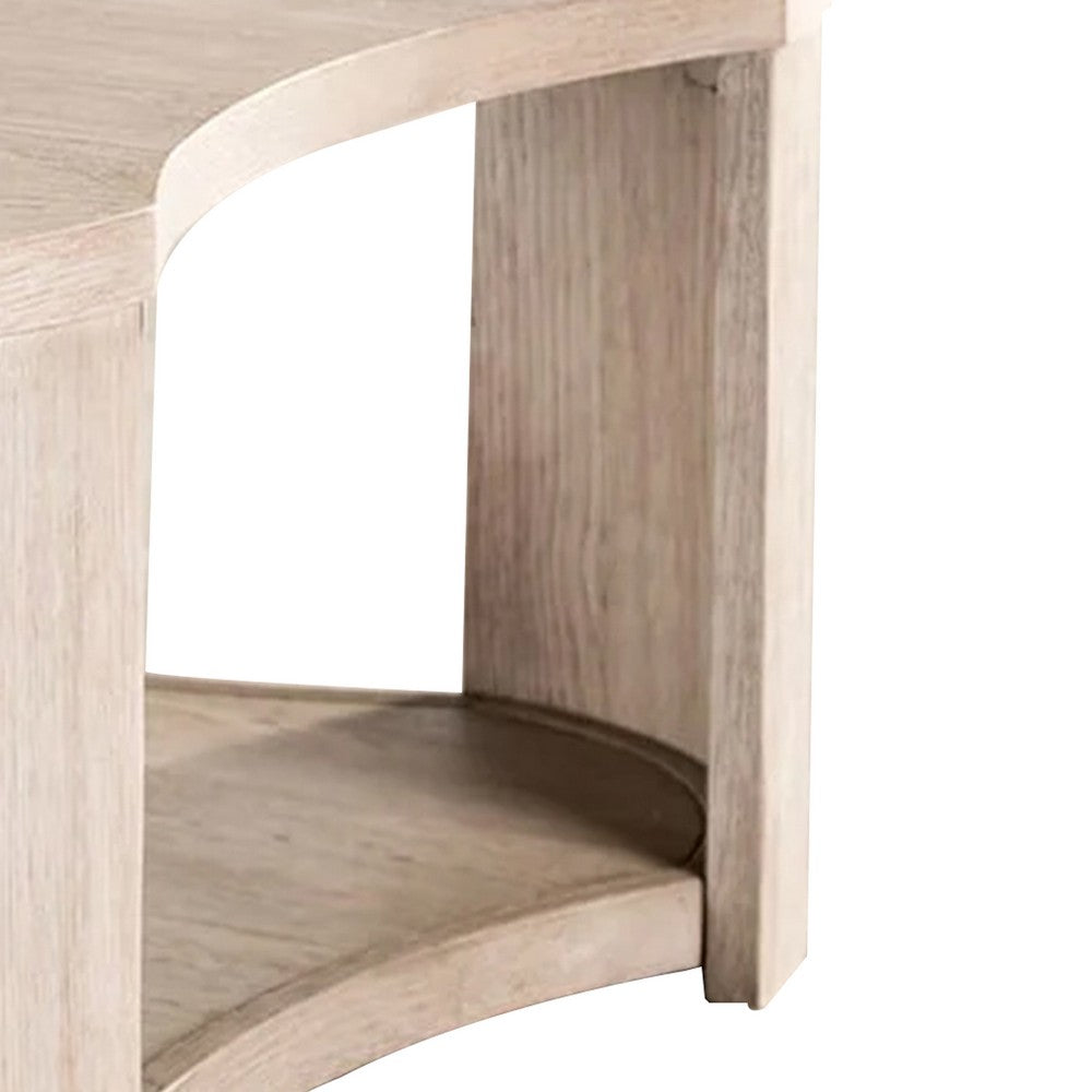 Benjara Cony Cocktail Coffee Table, Natural Oak Brown Wood, Caster Wheels, 42 Inch
