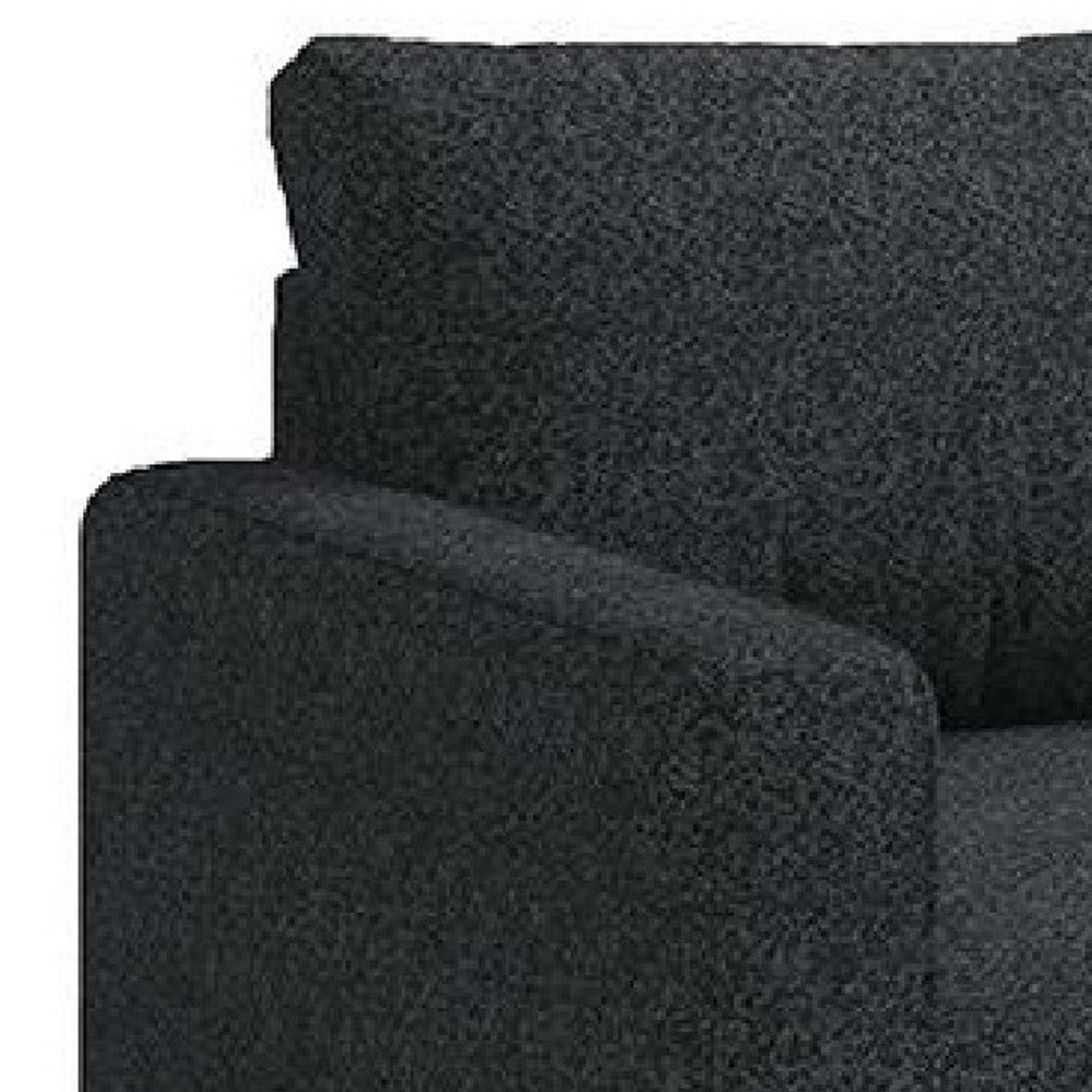 Benjara Remy Accent Sofa Chair, Black Boucle Seat with Metallic Undertone, Gold Legs