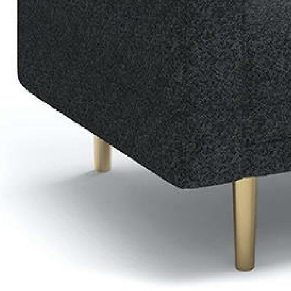 Benjara Remy Accent Sofa Chair, Black Boucle Seat with Metallic Undertone, Gold Legs