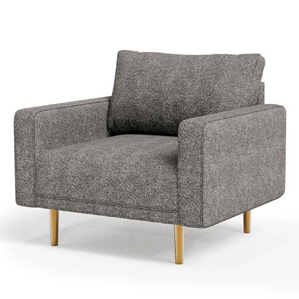 Benjara Remy Accent Sofa Chair, Charcoal Gray Boucle Fabric, Bench-Style Seating