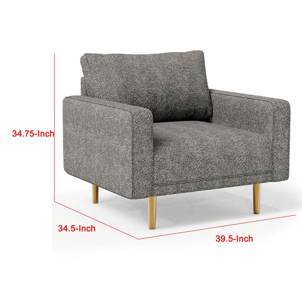 Benjara Remy Accent Sofa Chair, Charcoal Gray Boucle Fabric, Bench-Style Seating