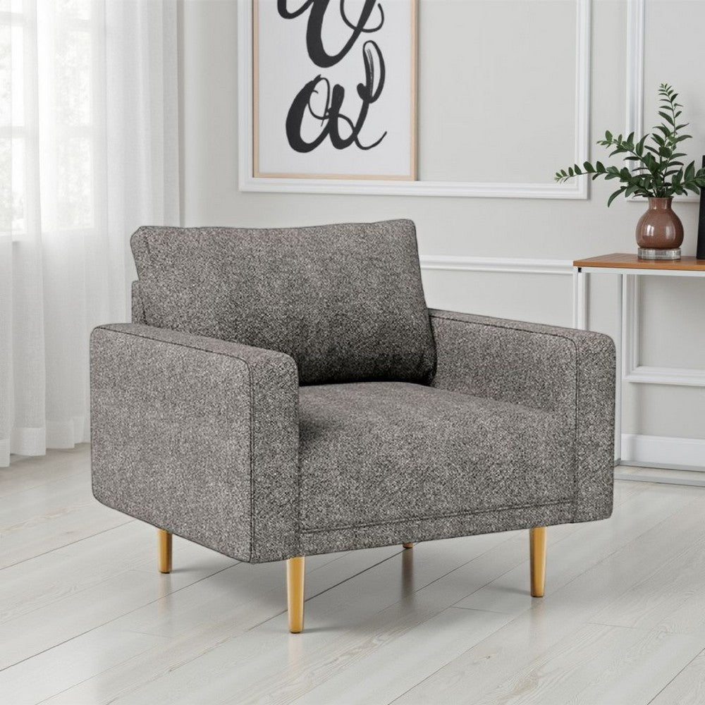 Benjara Remy Accent Sofa Chair, Charcoal Gray Boucle Fabric, Bench-Style Seating