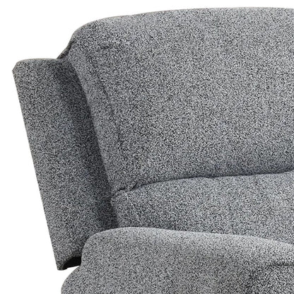 Benjara Cote Power Recliner Chair, Gray Boucle, Pillow Top Arms, Solid Wood